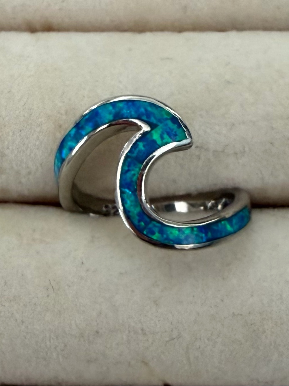 Blue Opal Wave Sterling-Style Ring - Women Jewelry
